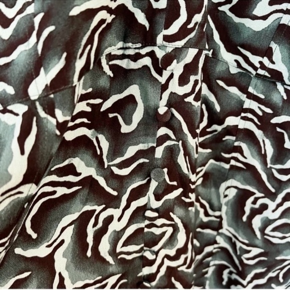 Whistles Asos Watercolour Zebra Print Dress Button Front V-neck Size 14 NEW - Picture 2 of 12